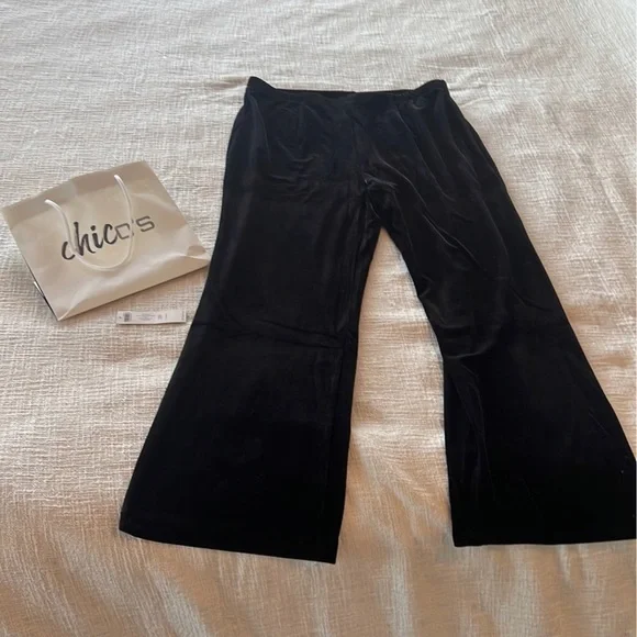 Chico's Black Velvet Travelers Pant 2R Large Size 12 - Picture 1 of 4